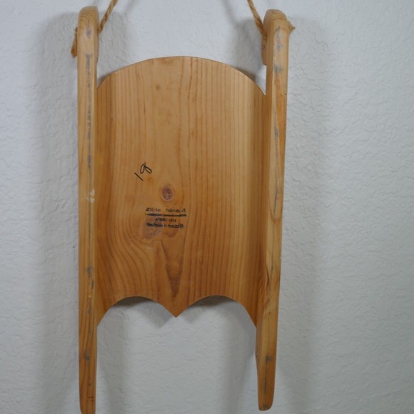 Santa Hand Painted Wooden Sled 18" Season Greetings Signed 1995 Mexico Vintage - Picture 8 of 15